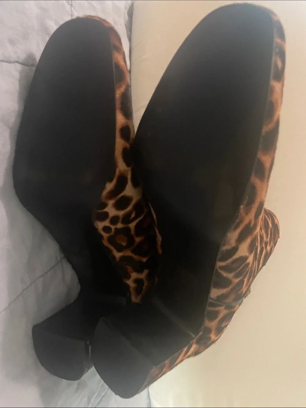 White House Black Market Leopard Print Ankle Booties - Brown & Black